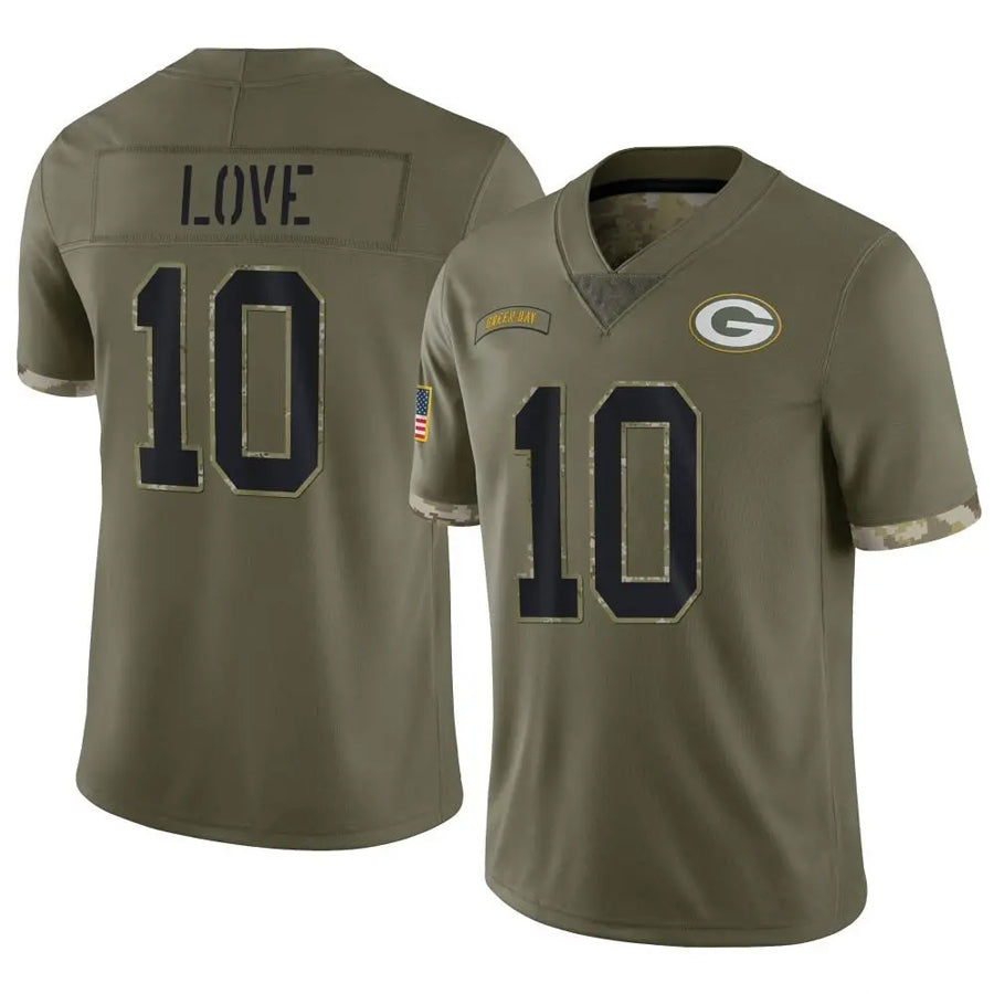 Cooneas GB.Packers #10 Jordan Love Player Salute To Service Olive Stitched Jerseys