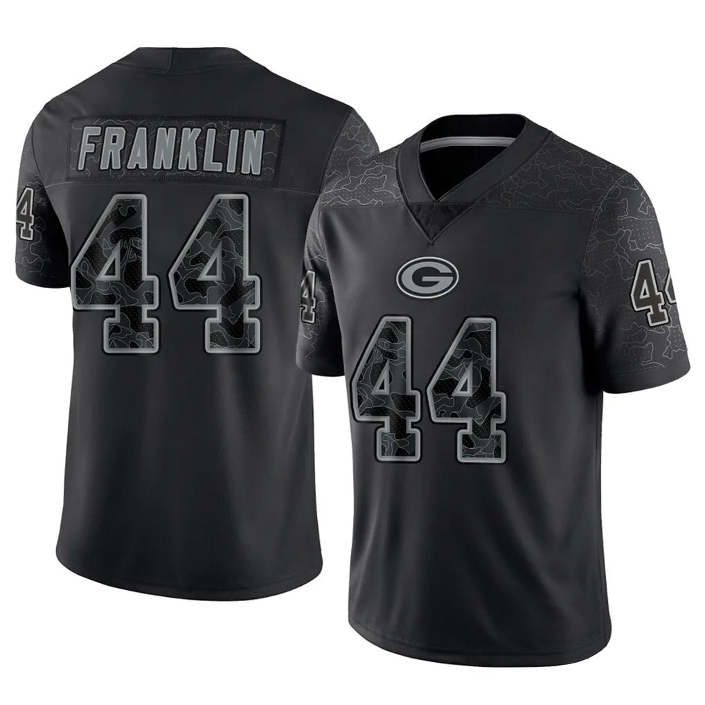 Cooneas GB.Packers #44 Zaire Franklin Player Black Reflective Limited Home Game Stitched Jerseys
