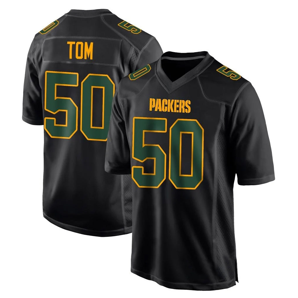 Cooneas GB.Packers #50 Zach Tom Player Black Fashion Home Game Stitched Jerseys