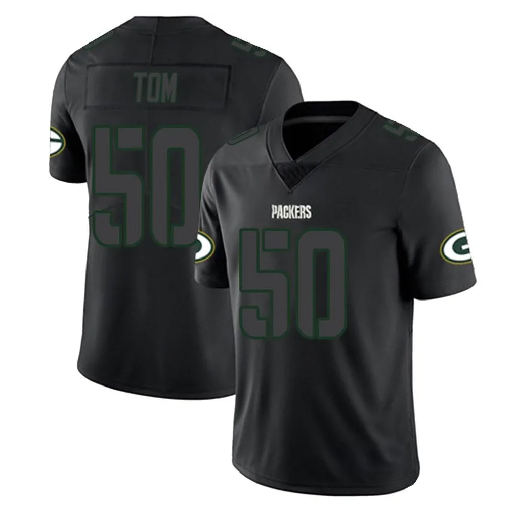 Cooneas GB.Packers #50 Zach Tom Player Black Impact Limited Home Game Stitched Jerseys