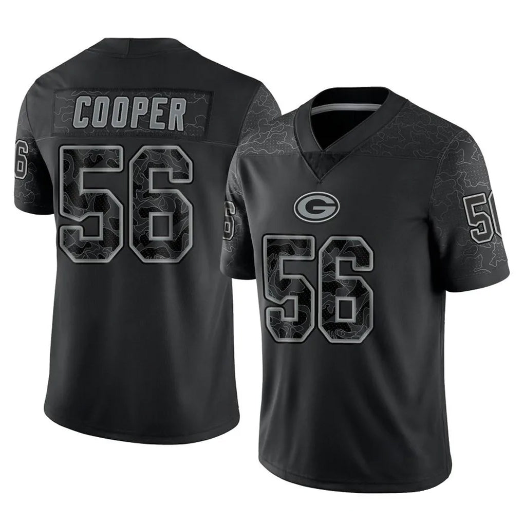 Cooneas GB.Packers #56 Edgerrin Cooper Player Black Reflective Limited Home Game Stitched Jerseys