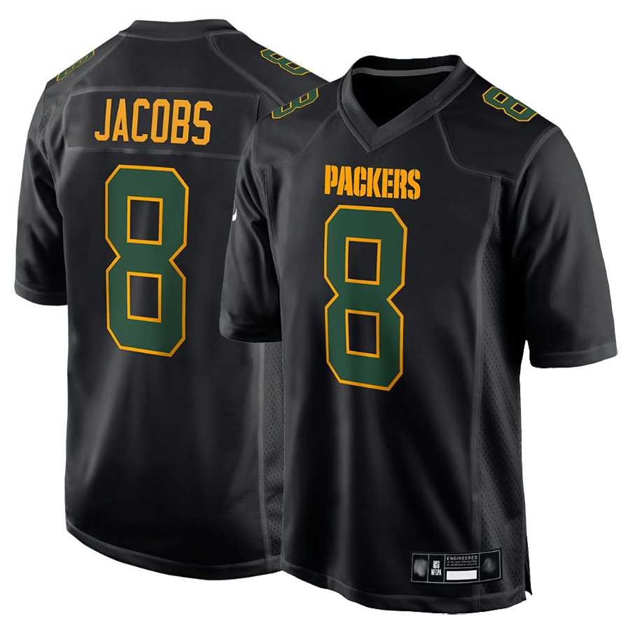 Cooneas GB.Packers #8 Josh Jacobs Player Black Fashion Game Stitched Jerseys