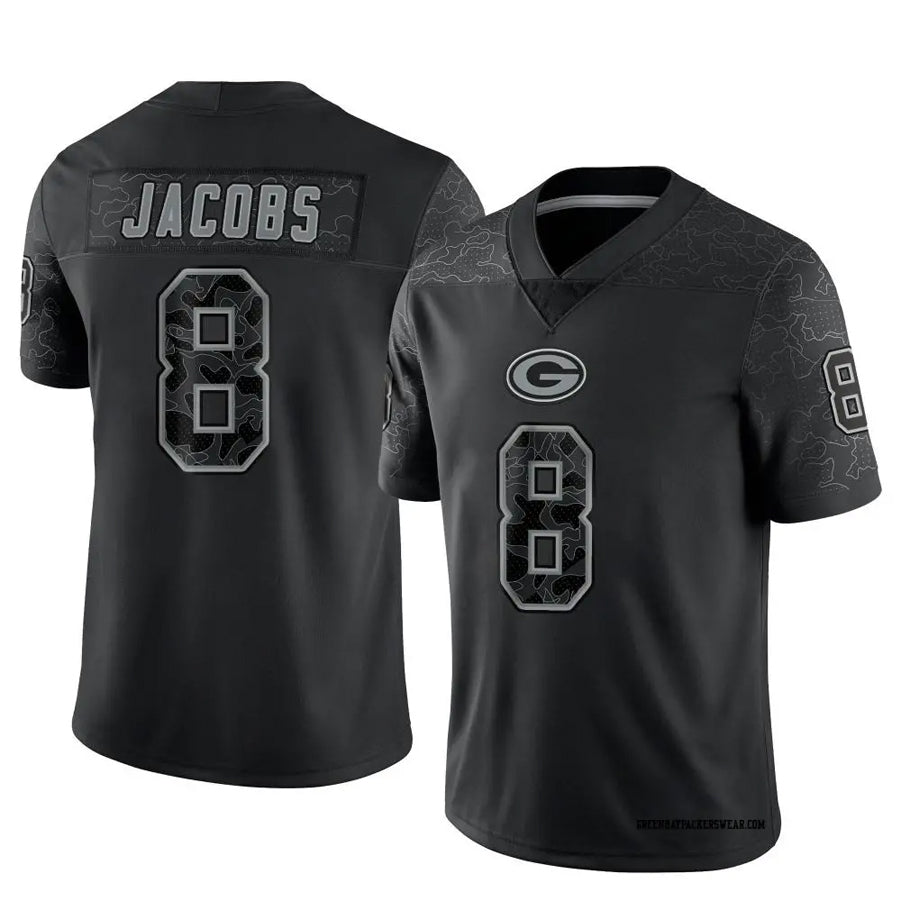 Cooneas GB.Packers #8 Josh Jacobs Player Black RFLCTV Limited Stitched Jerseys