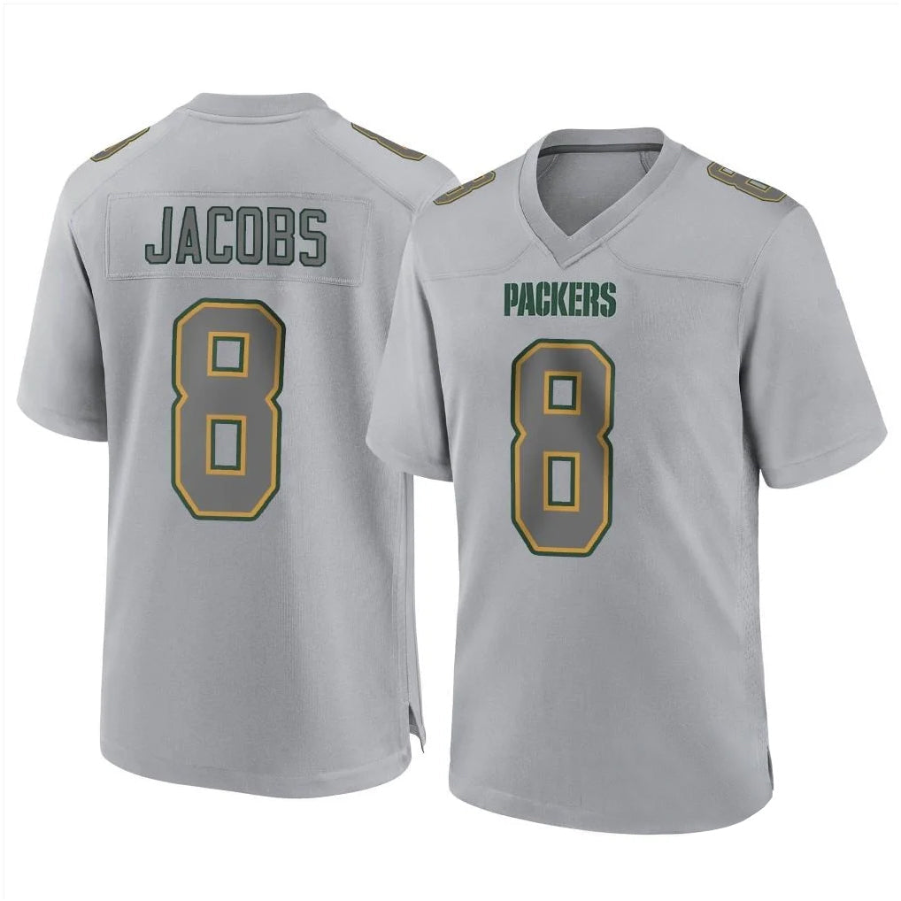 Cooneas GB.Packers #8 Josh Jacobs Player Gray Atmosphere Fashion Home Game Stitched Jerseys