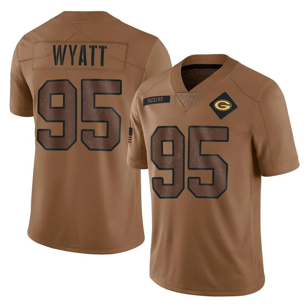 Cooneas GB.Packers #95 Devonte Wyatt Player Brown Salute To Service Limited Stitched Jerseys