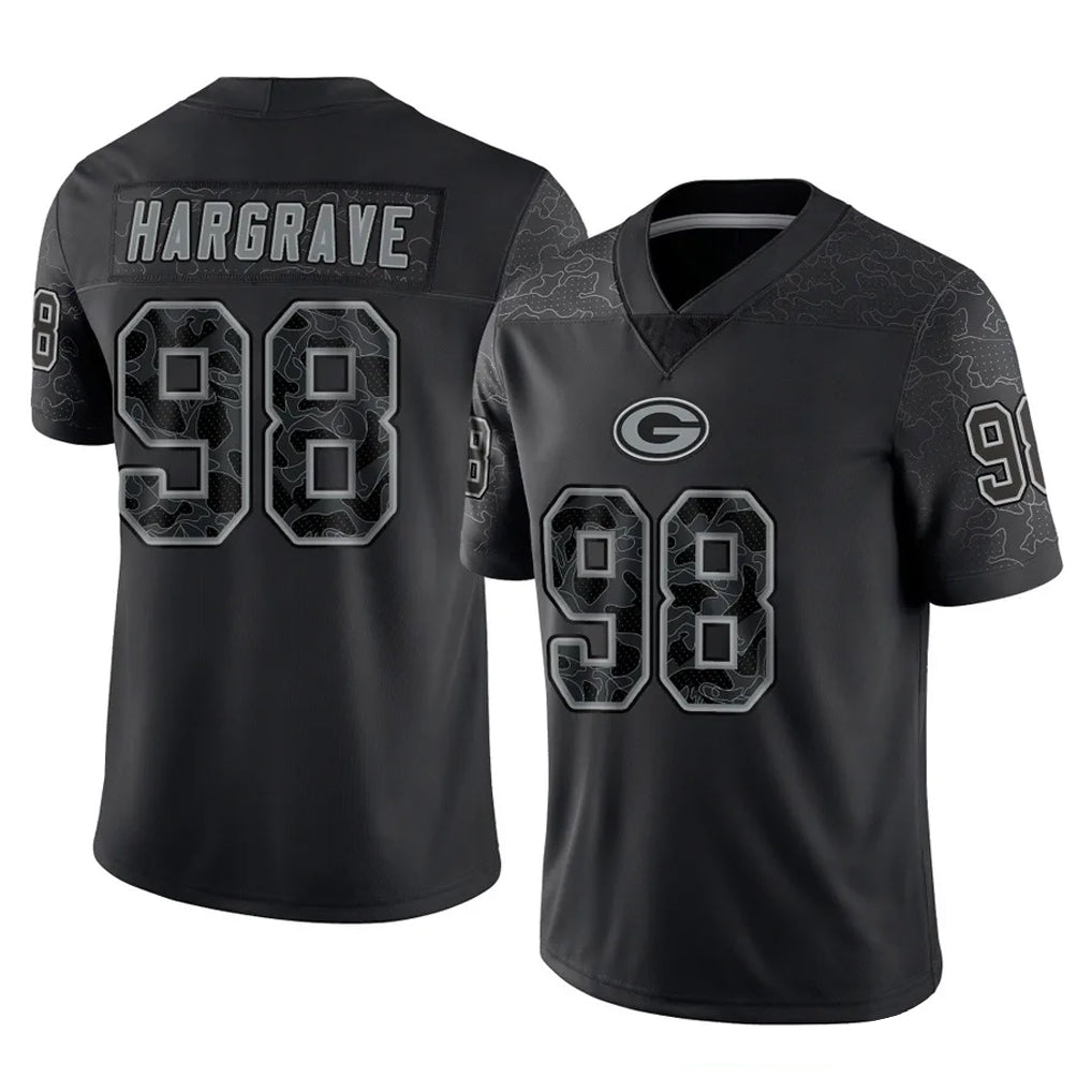 Cooneas GB.Packers #98 Javon Hargrave Player Black Reflective Limited Home Game Stitched Jerseys