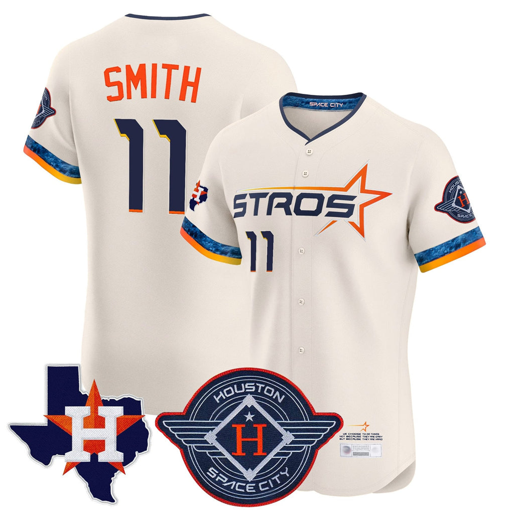 Cooneas H.Astros #11 Cam Smith Player Cream City Connect Texas Patch Vapor Premier Limited Elite Home Stitched Jerseys