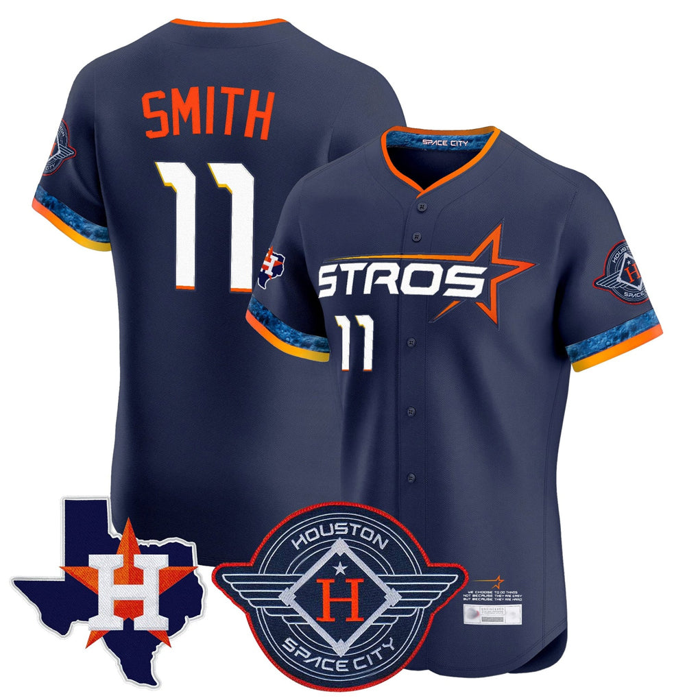 Cooneas H.Astros #11 Cam Smith Player Navy City Connect Texas Patch Vapor Premier Limited Elite Home Stitched Jerseys