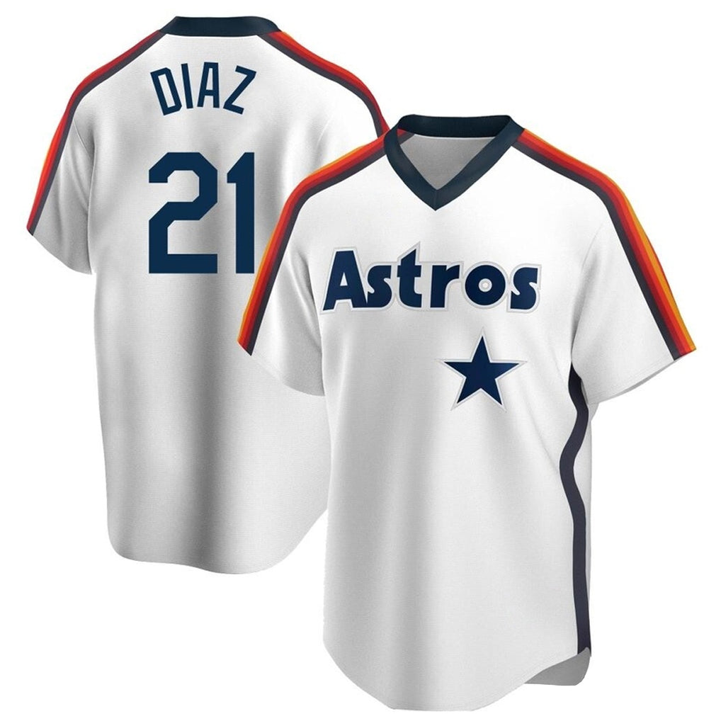 Cooneas H.Astros #21 Yainer Diaz Player White Cooperstown Collection T-shirt Stitched Jerseys