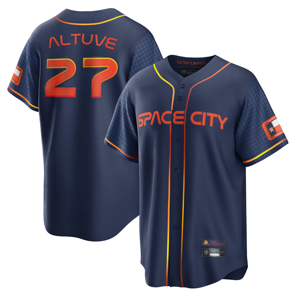 Cooneas H.Astros #27 Jose Altuve Player Navy City Connect Home Game Stitched Jerseys