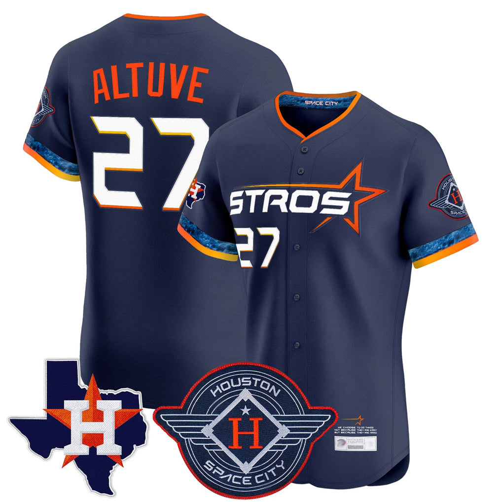 Cooneas H.Astros #27 Jose Altuve Player Navy City Connect Texas Patch Vapor Premier Limited Elite Home Stitched Jerseys
