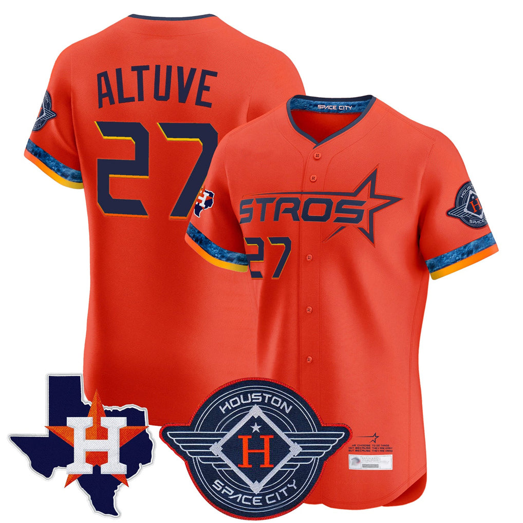 Cooneas H.Astros #27 Jose Altuve Player Orange City Connect Texas Patch Vapor Premier Limited Elite Home Stitched Jerseys
