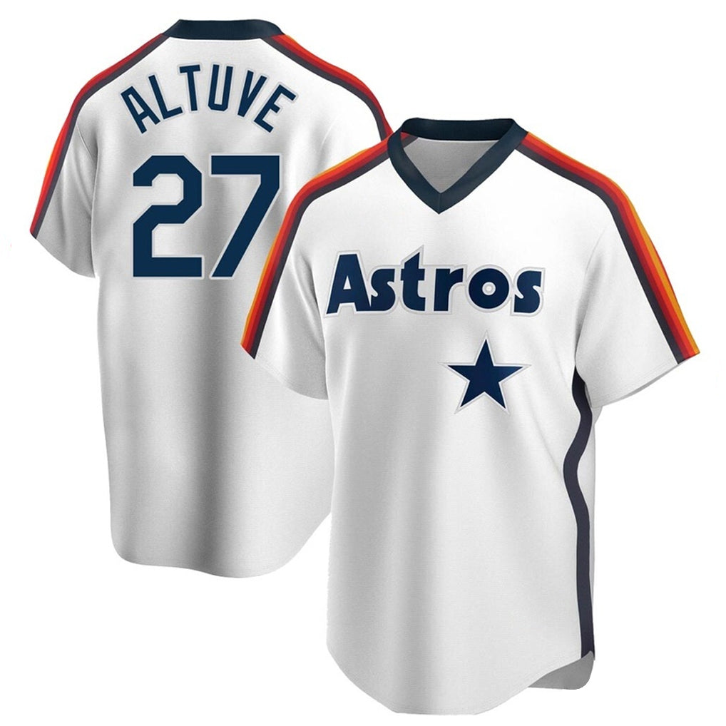 Cooneas H.Astros #27 Jose Altuve Player White Cooperstown Collection T-shirt Stitched Jerseys