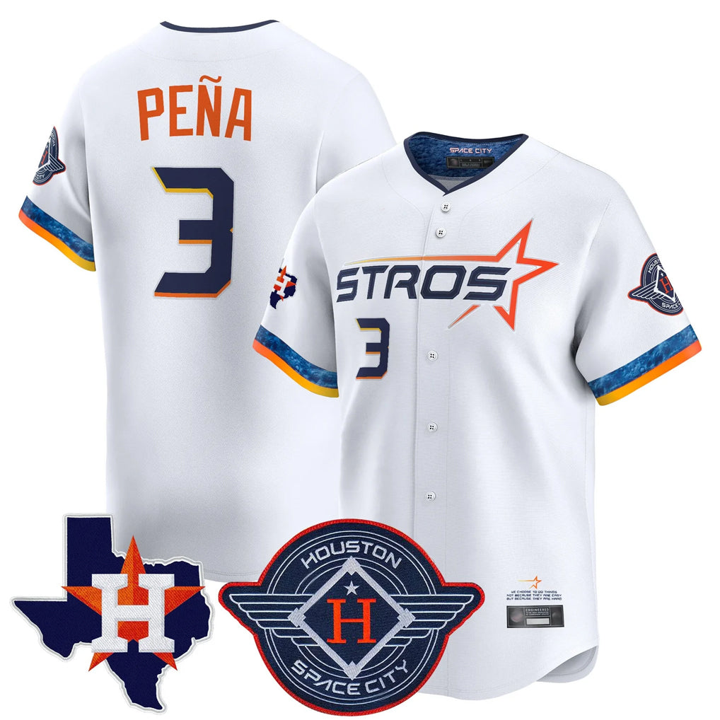 Cooneas H.Astros #3 Jeremy Pe?a Player White City Connect Texas Patch Vapor Premier Limited Home Stitched Jerseys