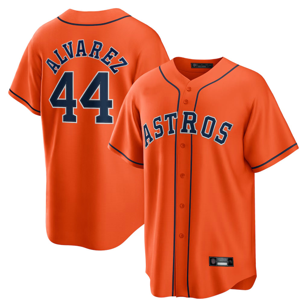 Cooneas H.Astros #44 Yordan Alvarez Player Orange Home Game Stitched Jerseys