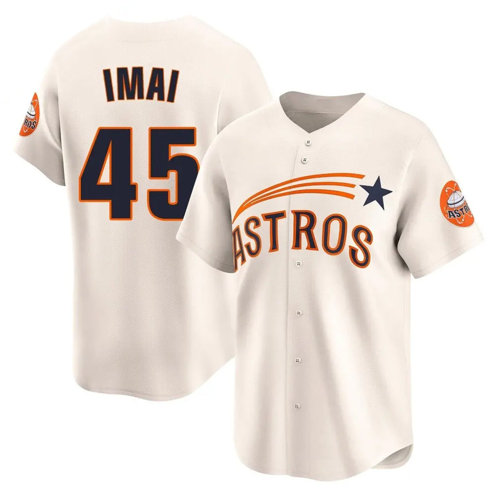 Cooneas H.Astros #45 Tatsuya Imai Player Cream Throwback Cooperstown Collection Limited Stitched Jerseys