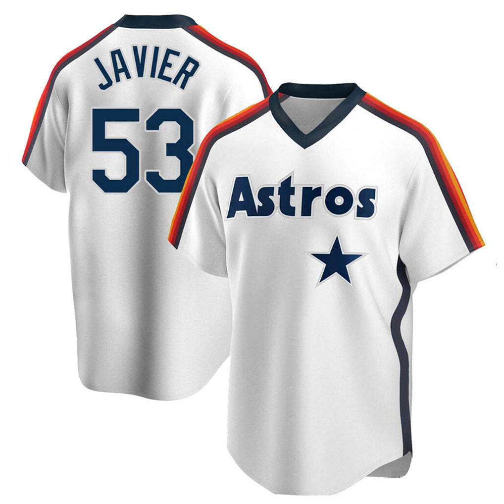 Cooneas H.Astros #53 Cristian Javier Player White Cooperstown Collection T-shirt Stitched Jerseys