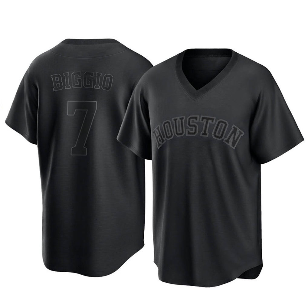 Cooneas H.Astros #7 Craig Biggio Player Black Fashion T-shirt Home Game Stitched Jerseys