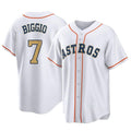 Cooneas H.Astros #7 Craig Biggio Player Gold Collection Game Home Stitched Jerseys
