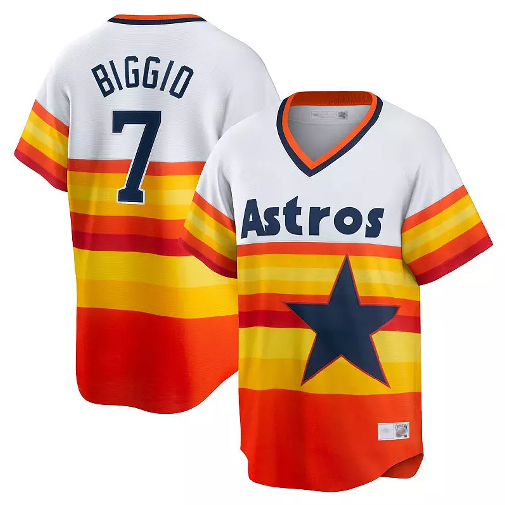 Cooneas H.Astros #7 Craig Biggio Player Rainbow Cooperstown Collection T-shirt Stitched Jerseys
