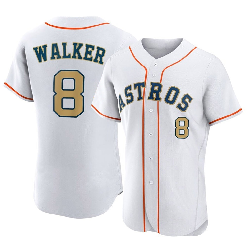 Cooneas H.Astros #8 Christian Walker Player Gold Collection Limited Elite Home Stitched Jerseys