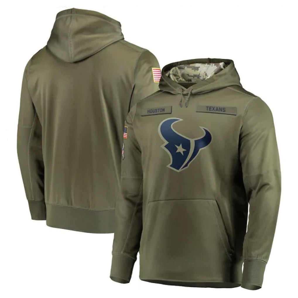 Cooneas H.Texans Olive Salute to Service Pullover Hoodies Home Game Blank Player Stitched Jerseys