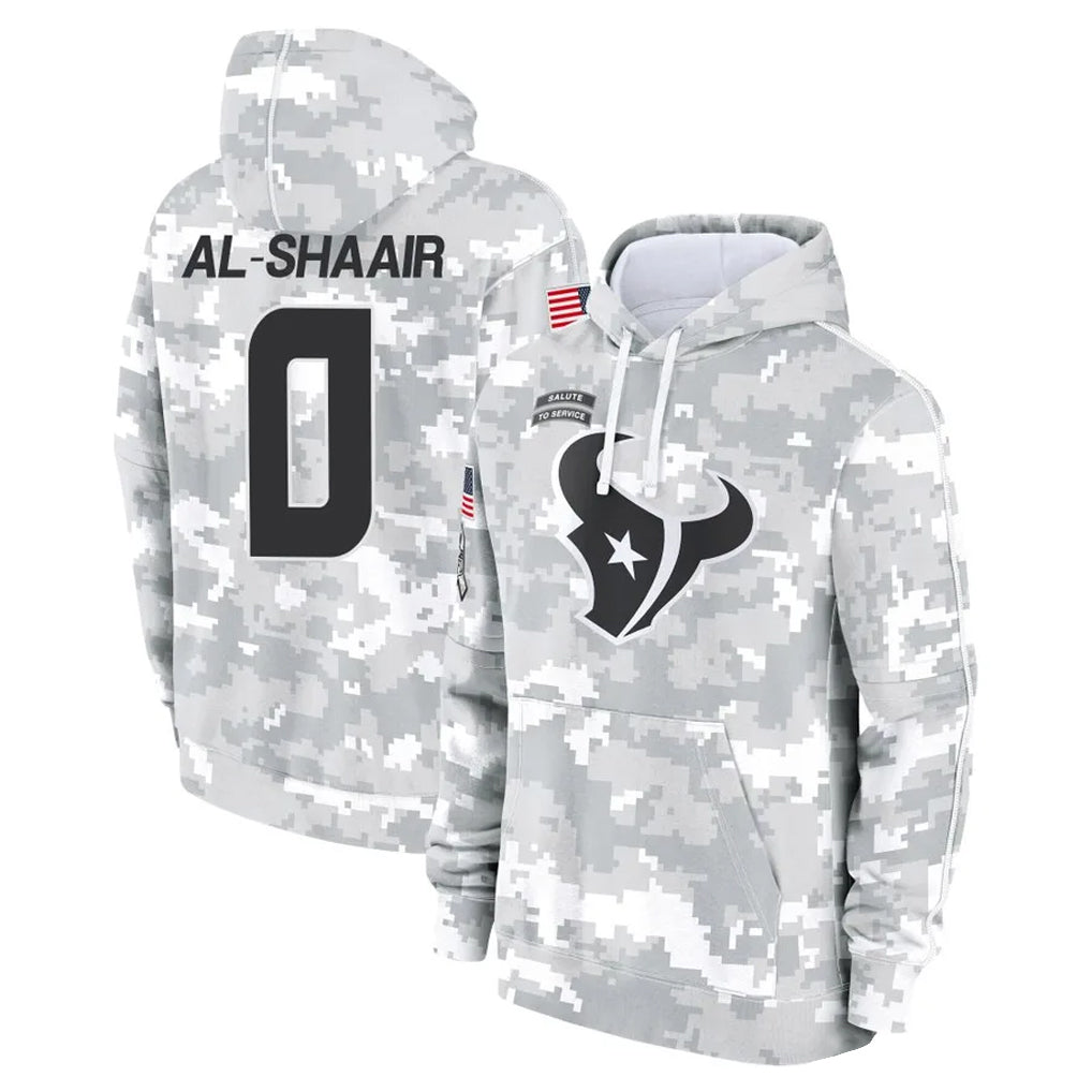 Cooneas H.Texans #0 Azeez Al-Shaair Player Arctic Camo Salute to Service Hoodies Limited Game Stitched Jerseys