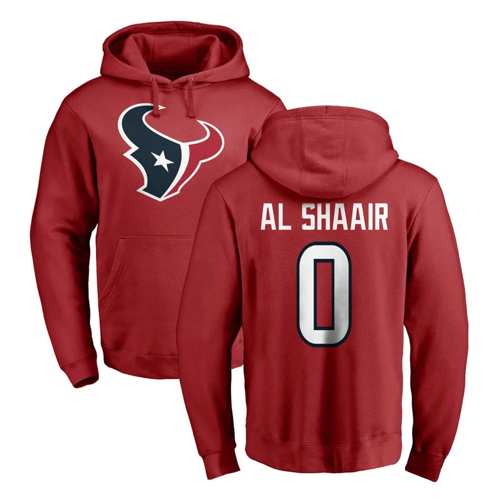 Cooneas H.Texans #0 Azeez Al-Shaair Player Red Pro Line Pullover Hoodie Limited Game Stitched Jerseys