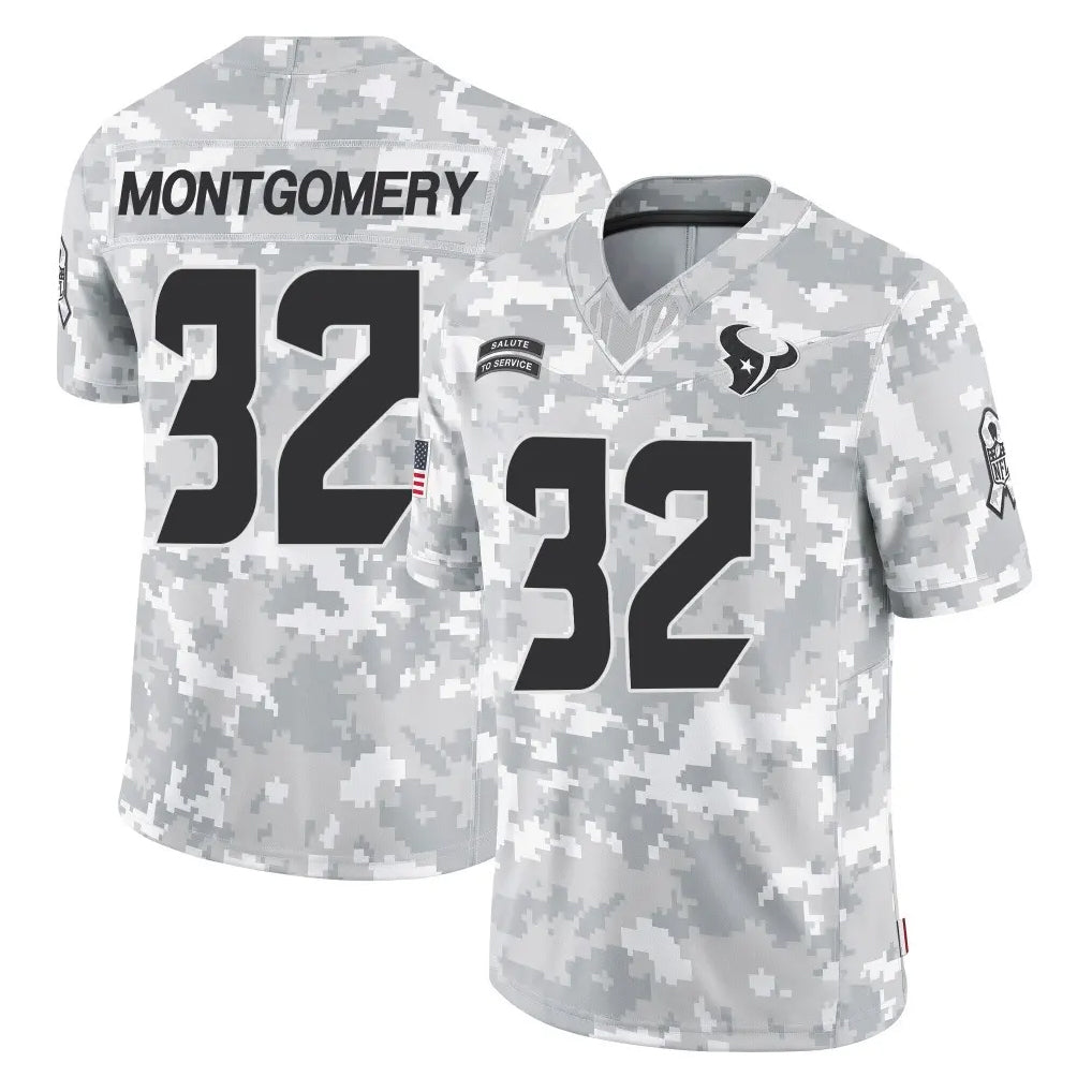 Cooneas H.Texans #32 David Montgomery Player Arctic Camo Salute To Service Limited Game Stitched Jerseys