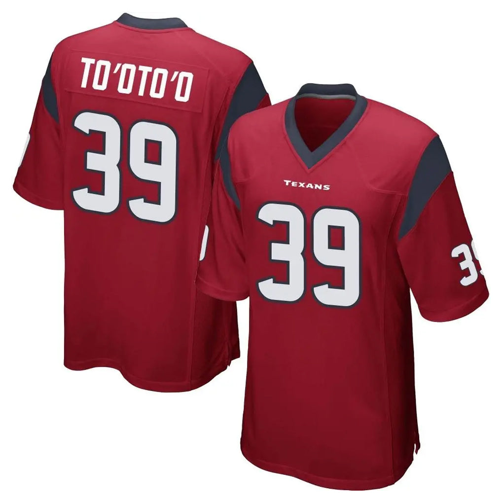 Cooneas H.Texans #39 Henry To'oTo'o Player Red Home Game Stitched Jerseys