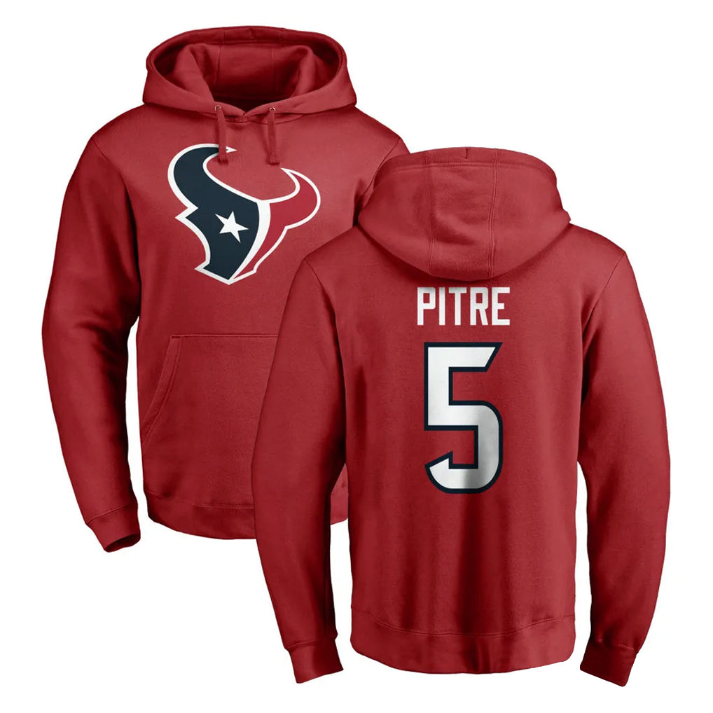 Cooneas H.Texans #5 Jalen Pitre Player Red Pro Line Pullover Hoodie Limited Game Stitched Jerseys