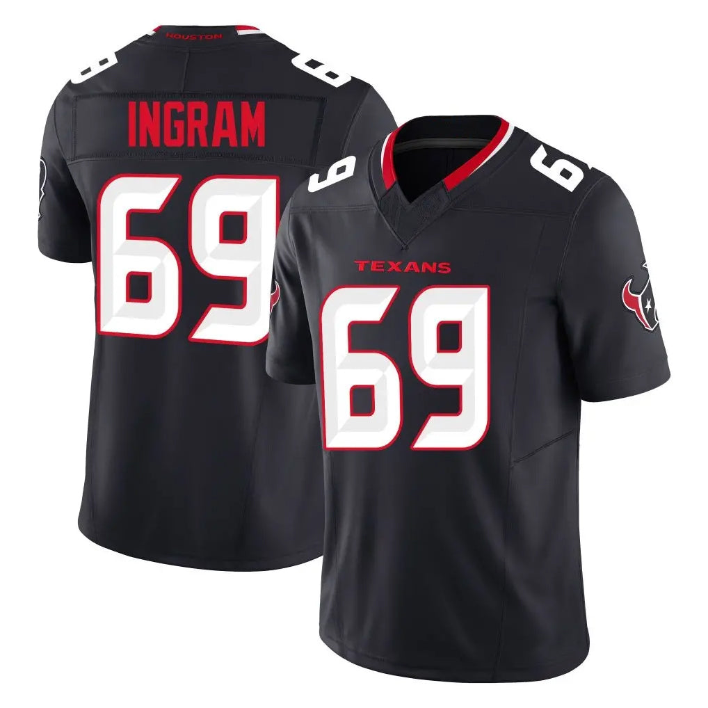 Cooneas H.Texans #69 Ed Ingram Player Navy Limited Alternate Vapor F.U.S.E. Home Game Stitched Jerseys