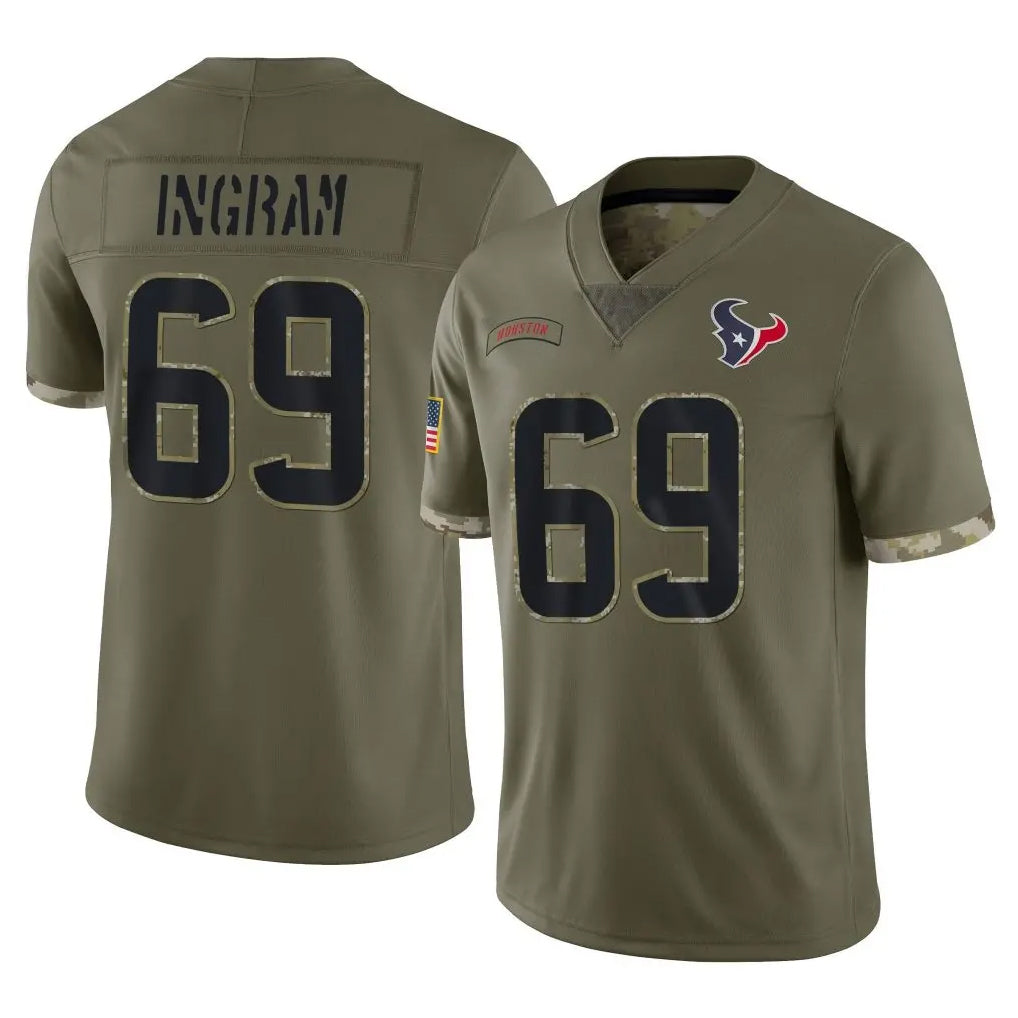 Cooneas H.Texans #69 Ed Ingram Player Olive Salute To Service Limited Stitched Jerseys