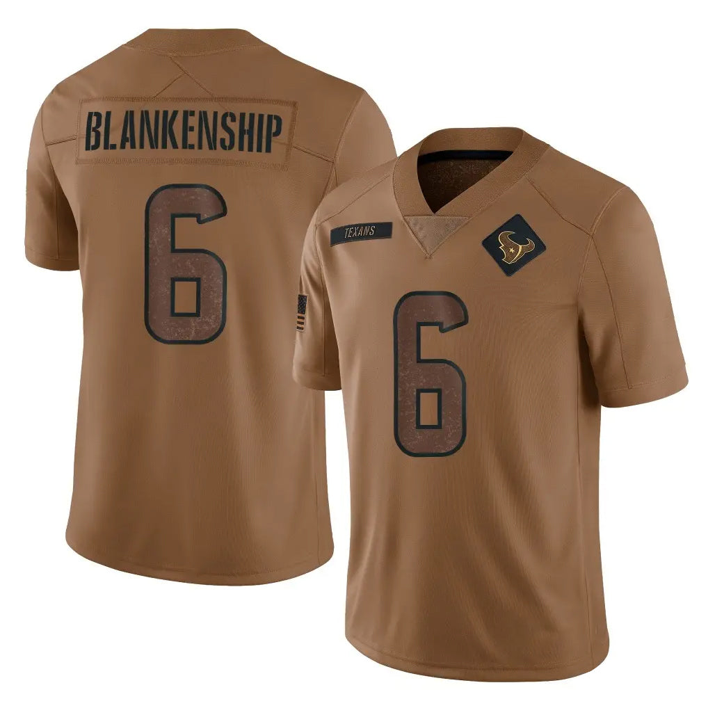Cooneas H.Texans #6 Reed Blankenship Player Brown Salute To Service Limited Stitched Jerseys