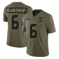 Cooneas H.Texans #6 Reed Blankenship Player Olive 2025 Salute To Service Limited Game Stitched Jerseys