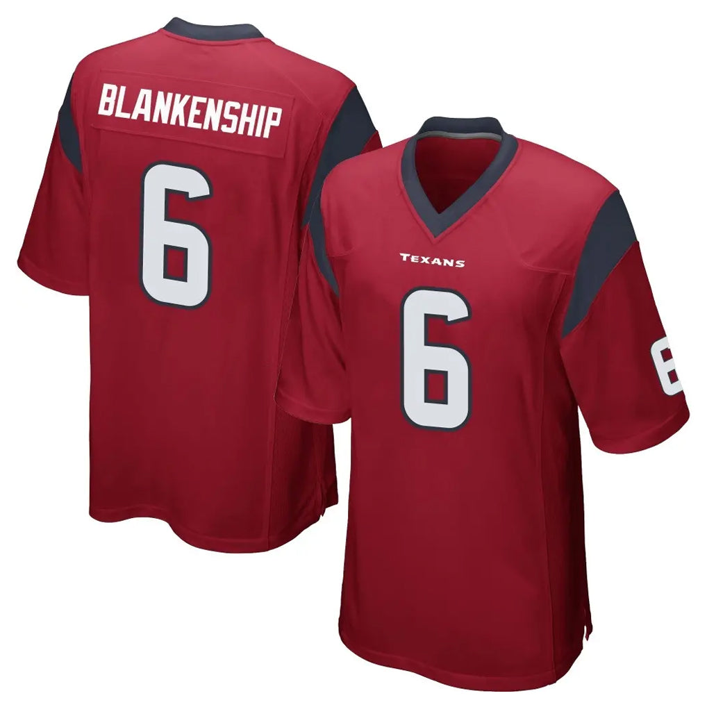 Cooneas H.Texans #6 Reed Blankenship Player Red Home Game Stitched Jerseys