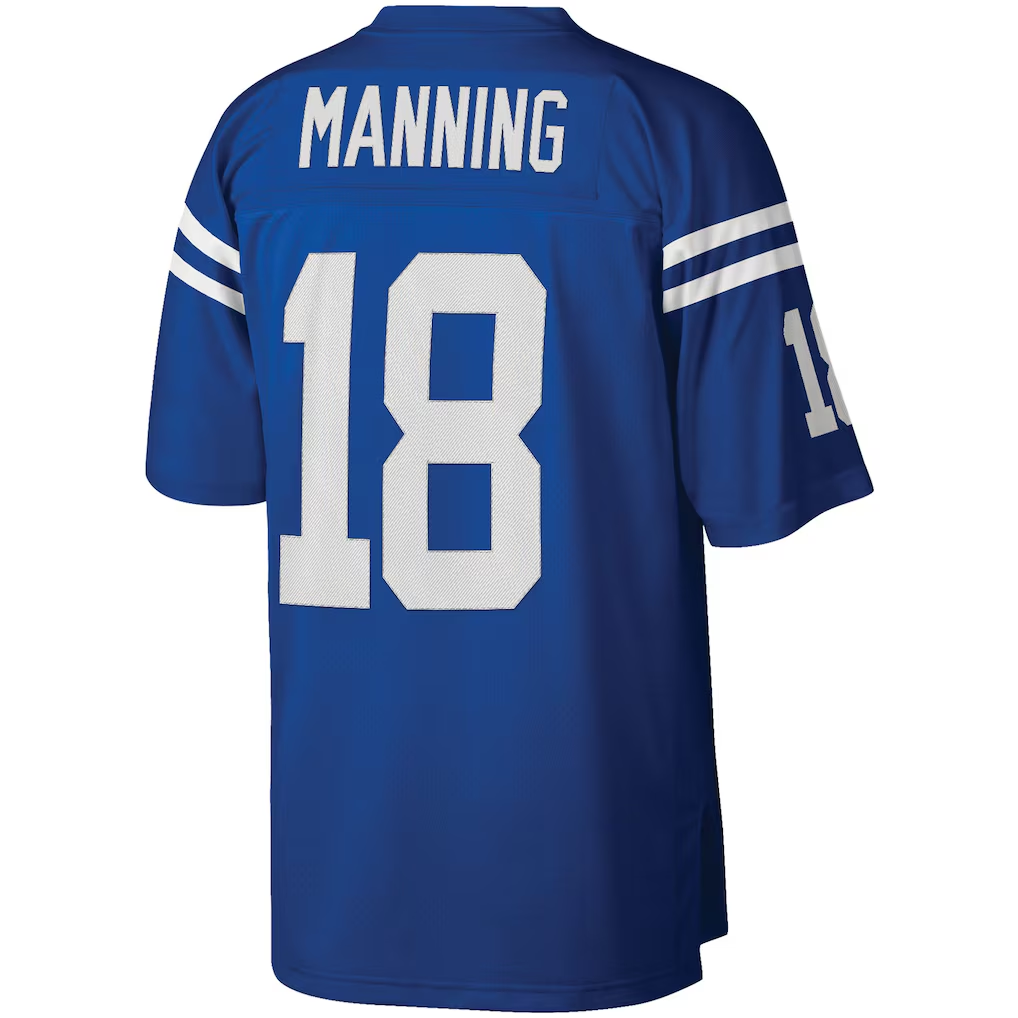 Cooneas IN.Colts #18 Peyton Manning Mitchell & Ness Royal Big & Tall 1998 Retired Player Replica Stitched Puhic  Jersey