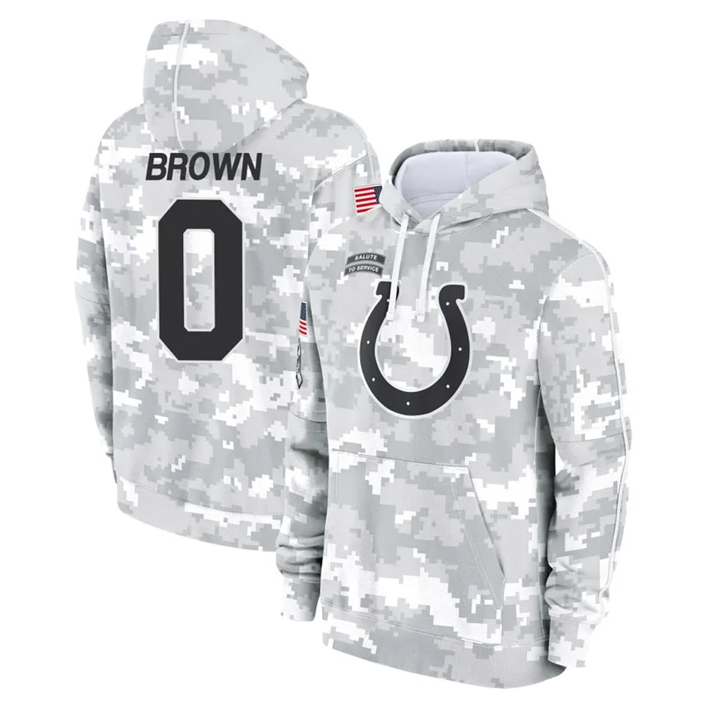 Cooneas IN.Colts #0 Pharaoh Brown Player Arctic Camo Salute to Service Hoodies Limited Game Stitched Jerseys