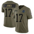 Cooneas IN.Colts #17 Daniel Jones Player Salute to Service Limited Olive Stitched Jerseys