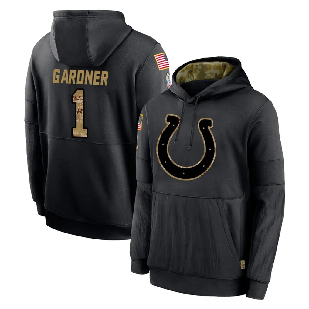 Cooneas IN.Colts #1 Sauce Gardner Player Black Salute to Service Hoodies Limited Game Stitched Jerseys