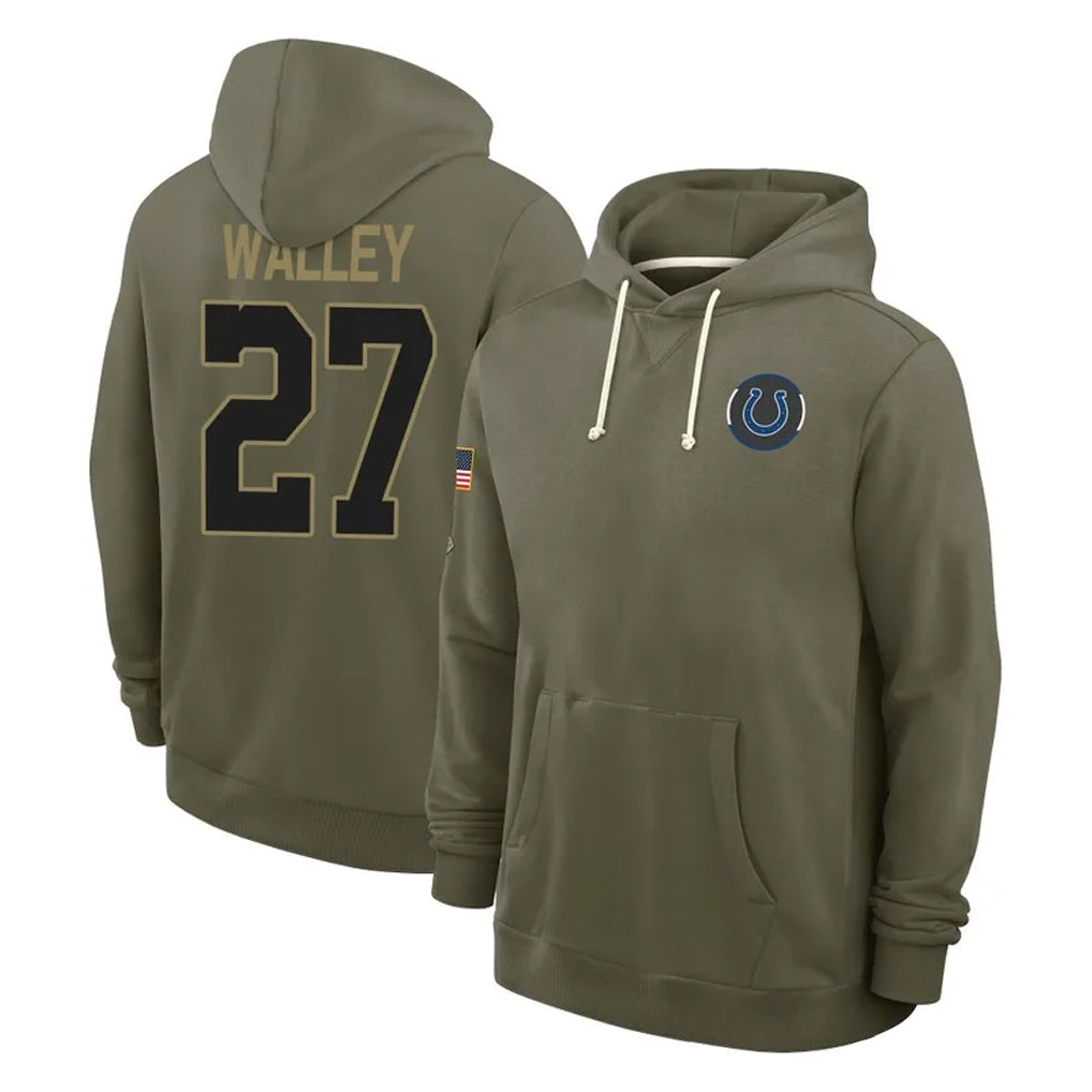 Cooneas IN.Colts #27 Justin Walley Player Olive Salute to Service Pullover Hoodies Limited Stitched Jerseys