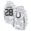 Cooneas IN.Colts #28 Jonathan Taylor Player Arctic Camo Salute to Service Hoodies Limited Game Stitched Jerseys