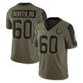 Cooneas IN.Colts #60 Tanor Bortolini Player Olive Salute To Service Limited Game Stitched Jerseys