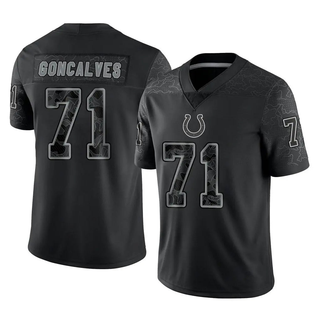 Cooneas IN.Colts #71 Matt Goncalves Player Black Reflective Limited Game Stitched Jerseys