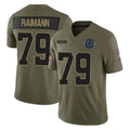 Cooneas IN.Colts #79 Bernhard Raimann Player Olive 2025 Salute To Service Limited Game Stitched Jerseys