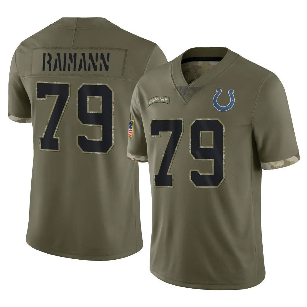 Cooneas IN.Colts #79 Bernhard Raimann Player Olive Salute To Service Limited Stitched Jerseys