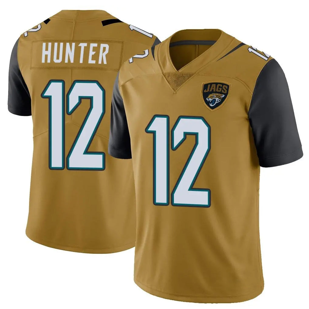 Cooneas J.Jaguars #12 Travis Hunter Player Gold Vapor Limited Home Game Stitched Jerseys