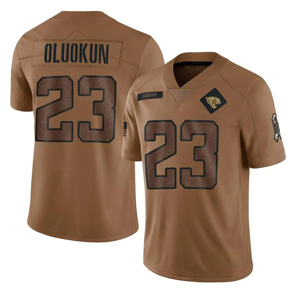 Cooneas J.Jaguars #23 Foyesade Oluokun Player Brown Salute To Service Limited Stitched Jerseys