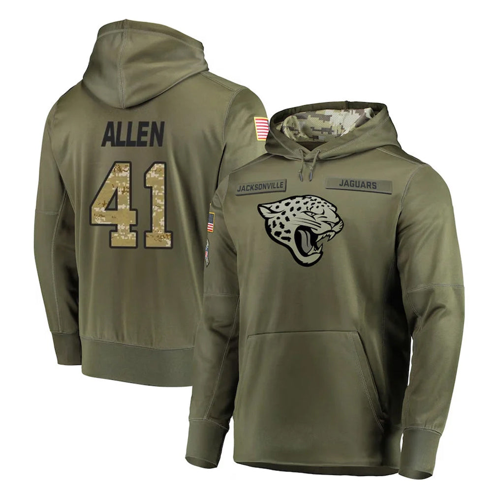 Cooneas J.Jaguars #41 Josh Hines-Allen Player Olive Salute to Service Pullover Hoodies Home Game Stitched Jerseys