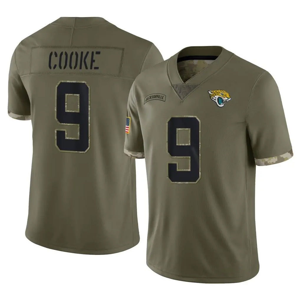 Cooneas J.Jaguars #9 Logan Cooke Player Olive Salute To Service Limited Stitched Jerseys
